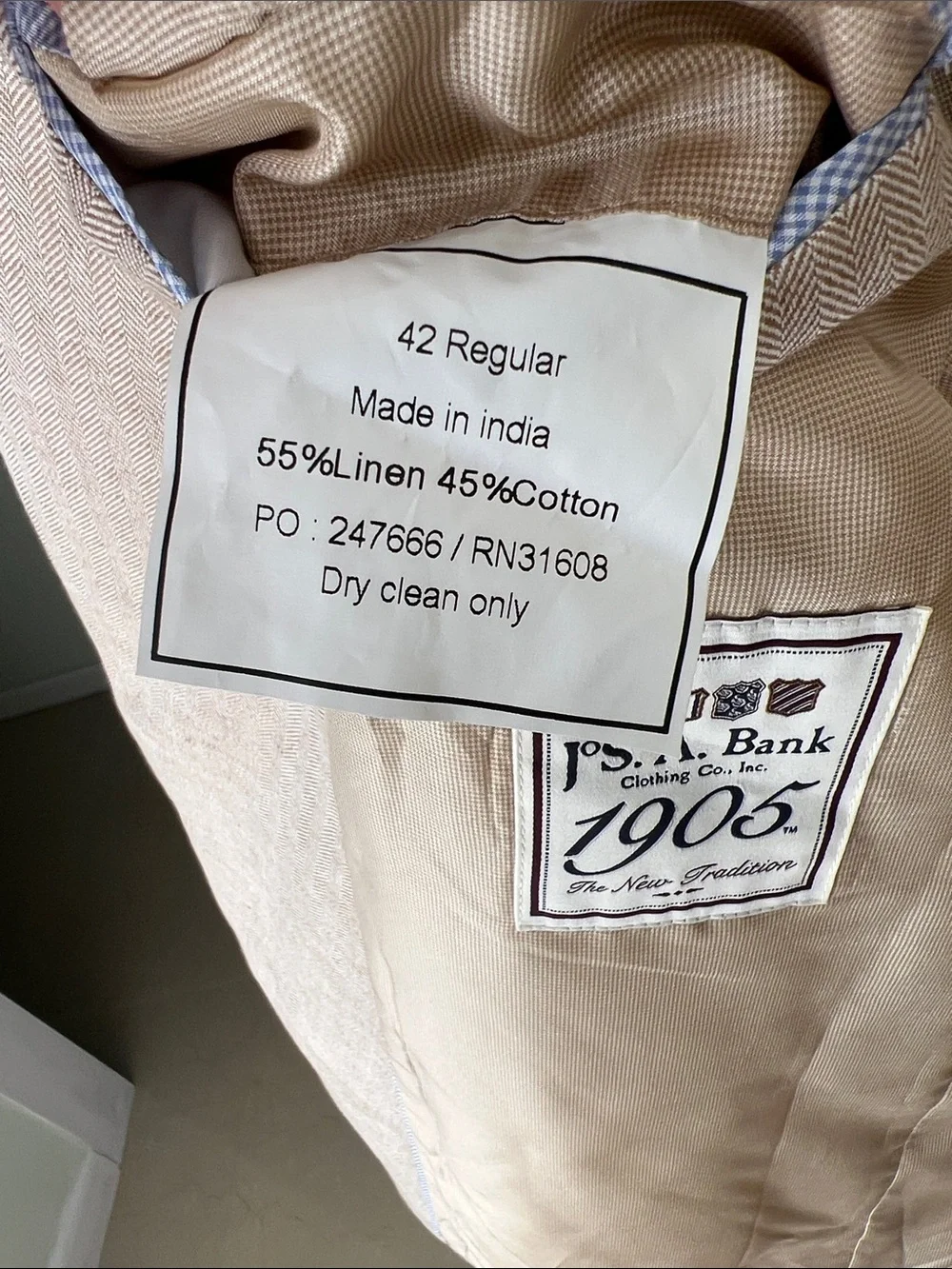 Jos A. Banks Beige Linen & Cotton blazer